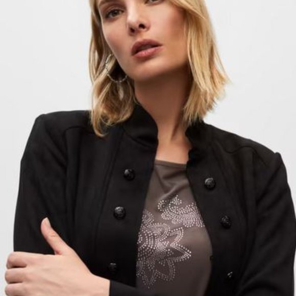 MELANIE LYNE: Suede Look - Structured Button Detail Jacket - black - Picture 2 of 10